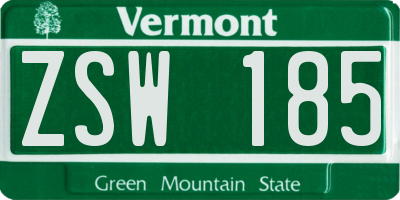 VT license plate ZSW185
