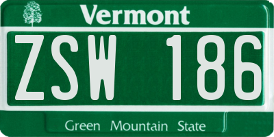 VT license plate ZSW186