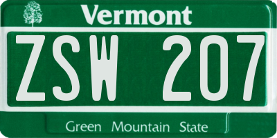 VT license plate ZSW207