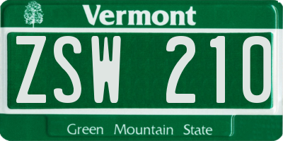 VT license plate ZSW210