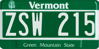 VT license plate ZSW215
