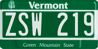 VT license plate ZSW219