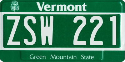 VT license plate ZSW221