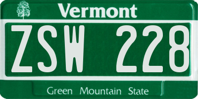 VT license plate ZSW228