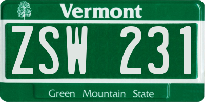 VT license plate ZSW231