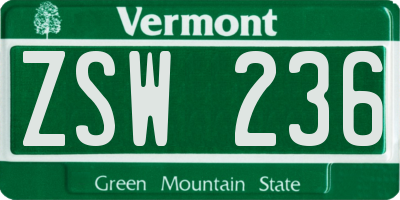 VT license plate ZSW236