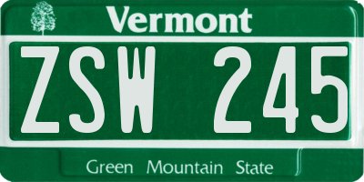 VT license plate ZSW245