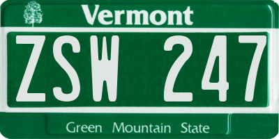 VT license plate ZSW247