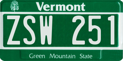 VT license plate ZSW251