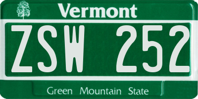 VT license plate ZSW252