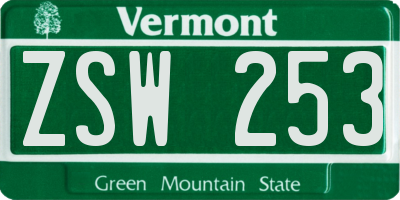 VT license plate ZSW253