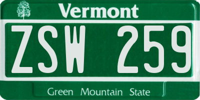 VT license plate ZSW259