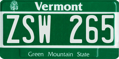 VT license plate ZSW265