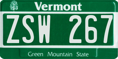 VT license plate ZSW267