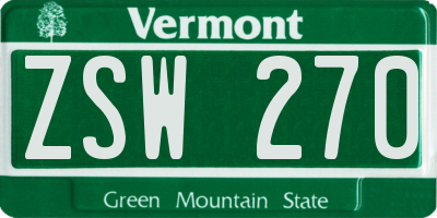 VT license plate ZSW270