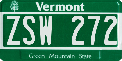 VT license plate ZSW272