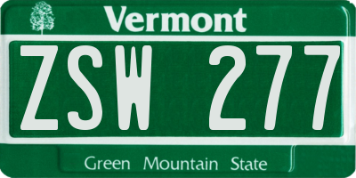 VT license plate ZSW277