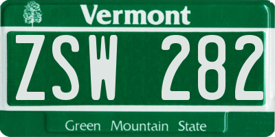 VT license plate ZSW282