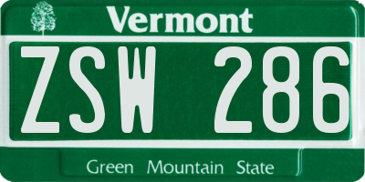 VT license plate ZSW286