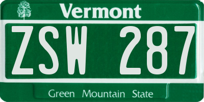 VT license plate ZSW287