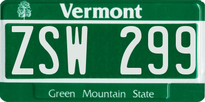 VT license plate ZSW299
