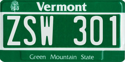 VT license plate ZSW301