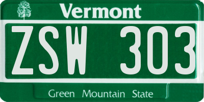 VT license plate ZSW303