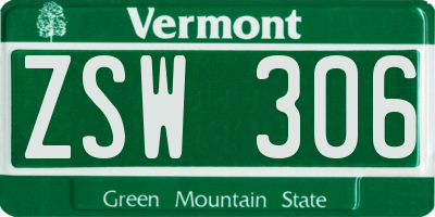 VT license plate ZSW306