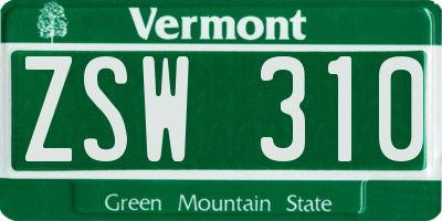 VT license plate ZSW310