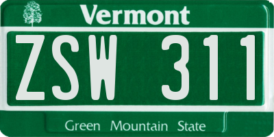 VT license plate ZSW311