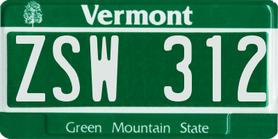 VT license plate ZSW312