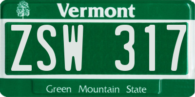 VT license plate ZSW317