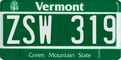 VT license plate ZSW319