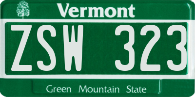 VT license plate ZSW323