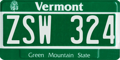 VT license plate ZSW324