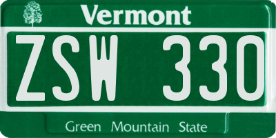 VT license plate ZSW330