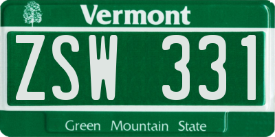VT license plate ZSW331