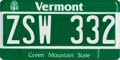 VT license plate ZSW332