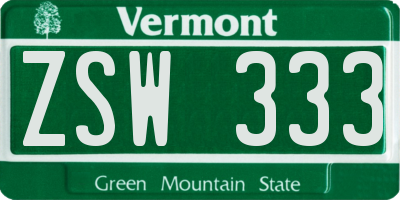 VT license plate ZSW333
