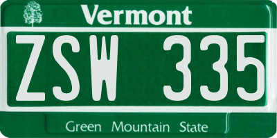 VT license plate ZSW335