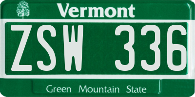 VT license plate ZSW336