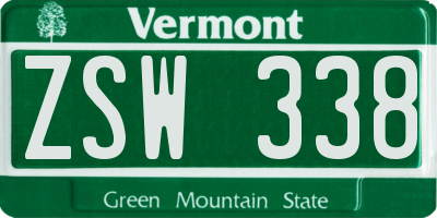 VT license plate ZSW338