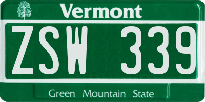 VT license plate ZSW339