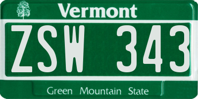 VT license plate ZSW343