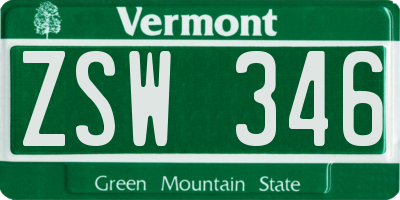 VT license plate ZSW346