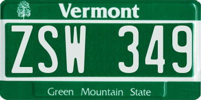 VT license plate ZSW349