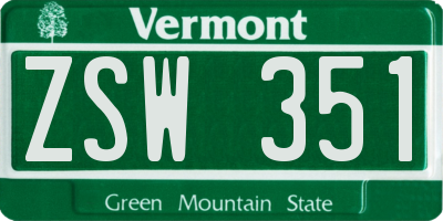 VT license plate ZSW351