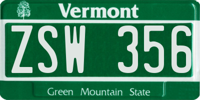 VT license plate ZSW356