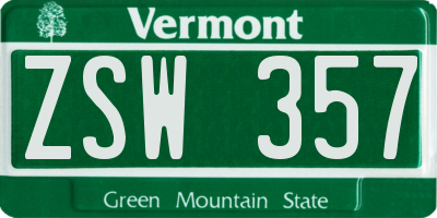 VT license plate ZSW357