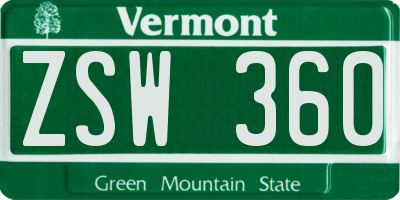 VT license plate ZSW360